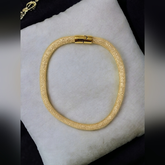 Swarovski Golden Stardust Crystal Mesh Necklace - Picture 2 of 6